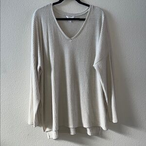 Time and Tru Beige Ribbed Knit Top